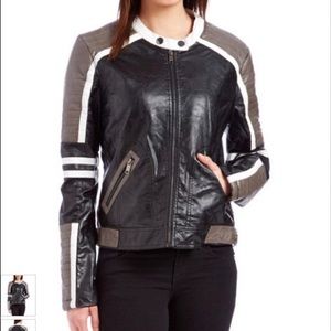 Black Faux Leather Zip-Pocket Moto Jacket